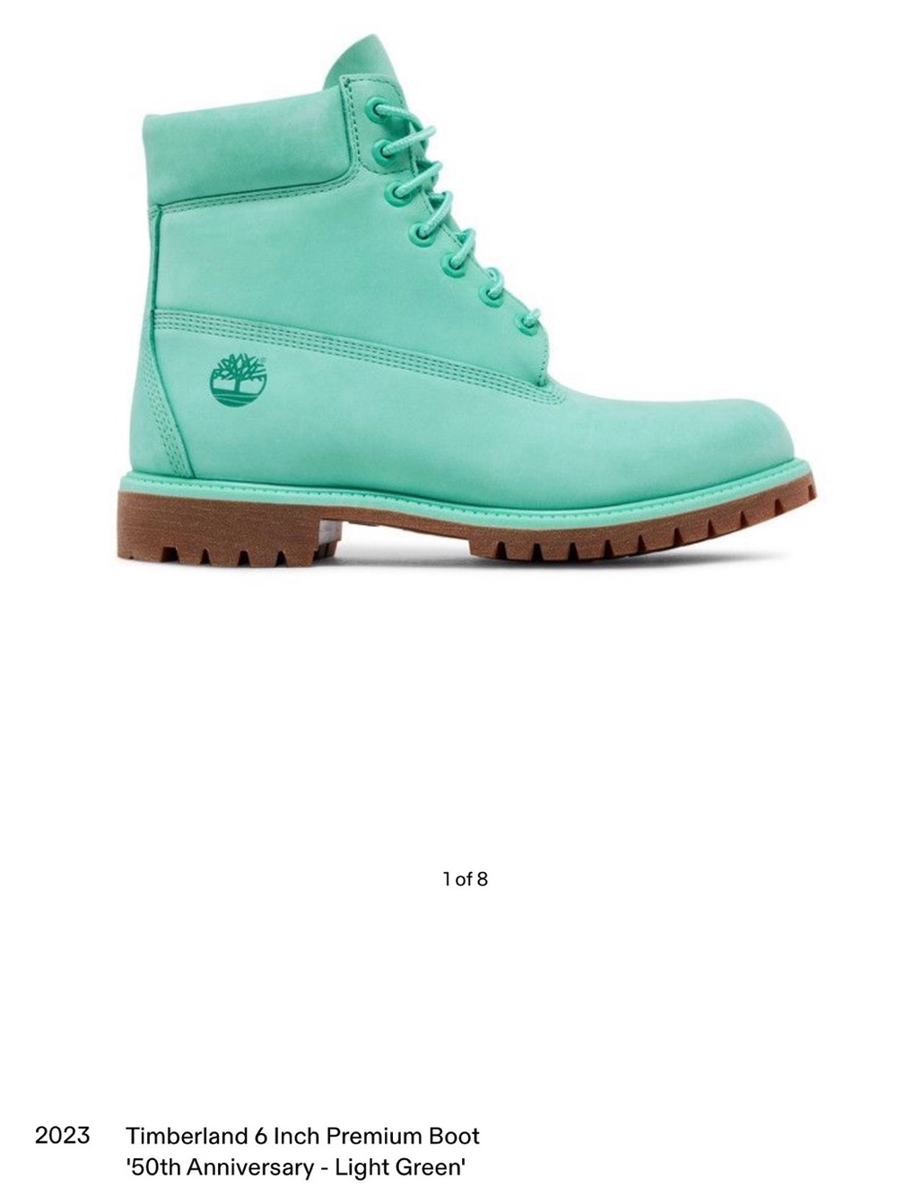 Timberland Kids 6-Inch Premium Boot in Mint Green with Brown Sole